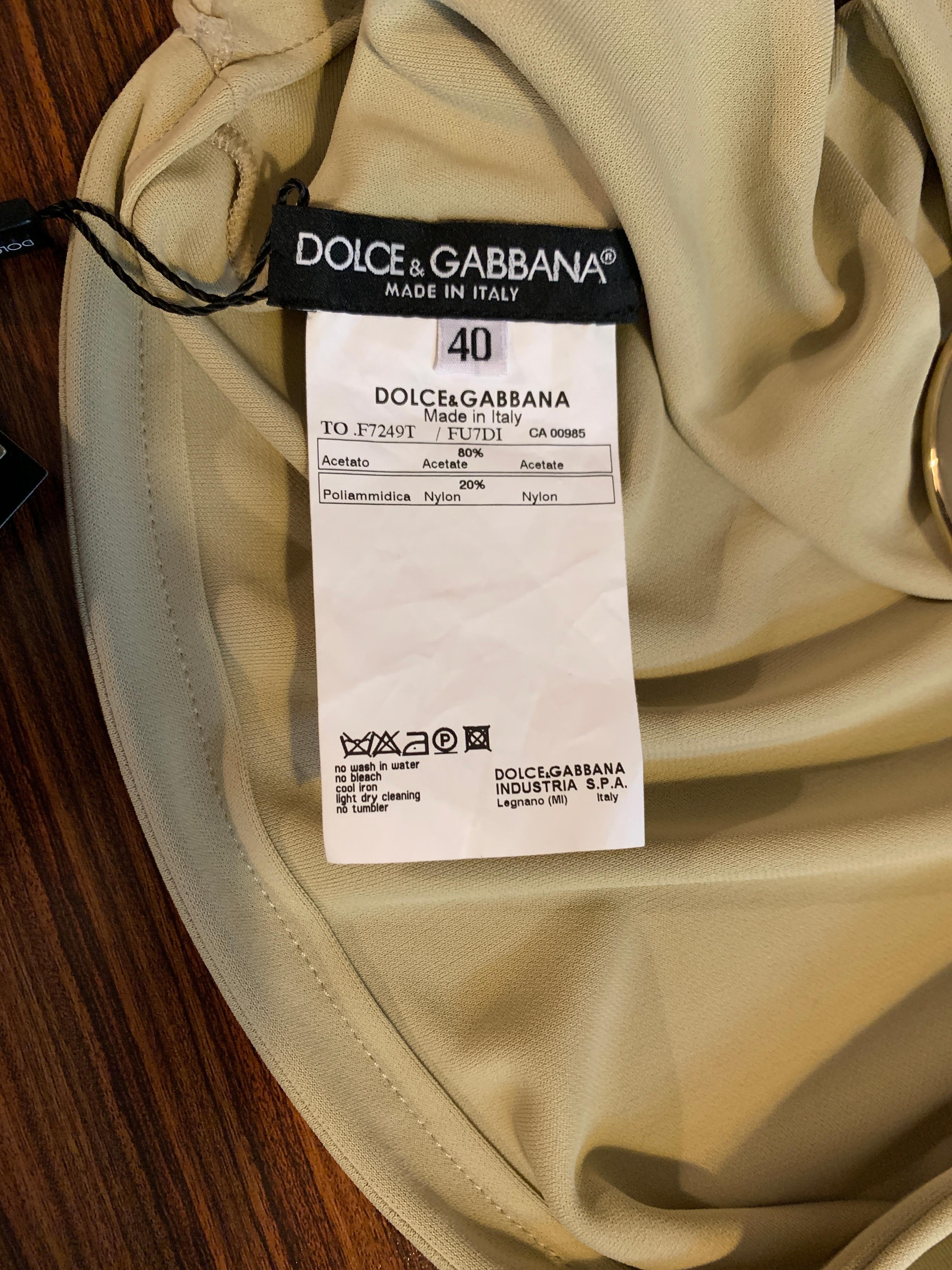 Women's Dolce & Gabbana Tan Halter Top with Chunky Gold Chain Detail For Sale