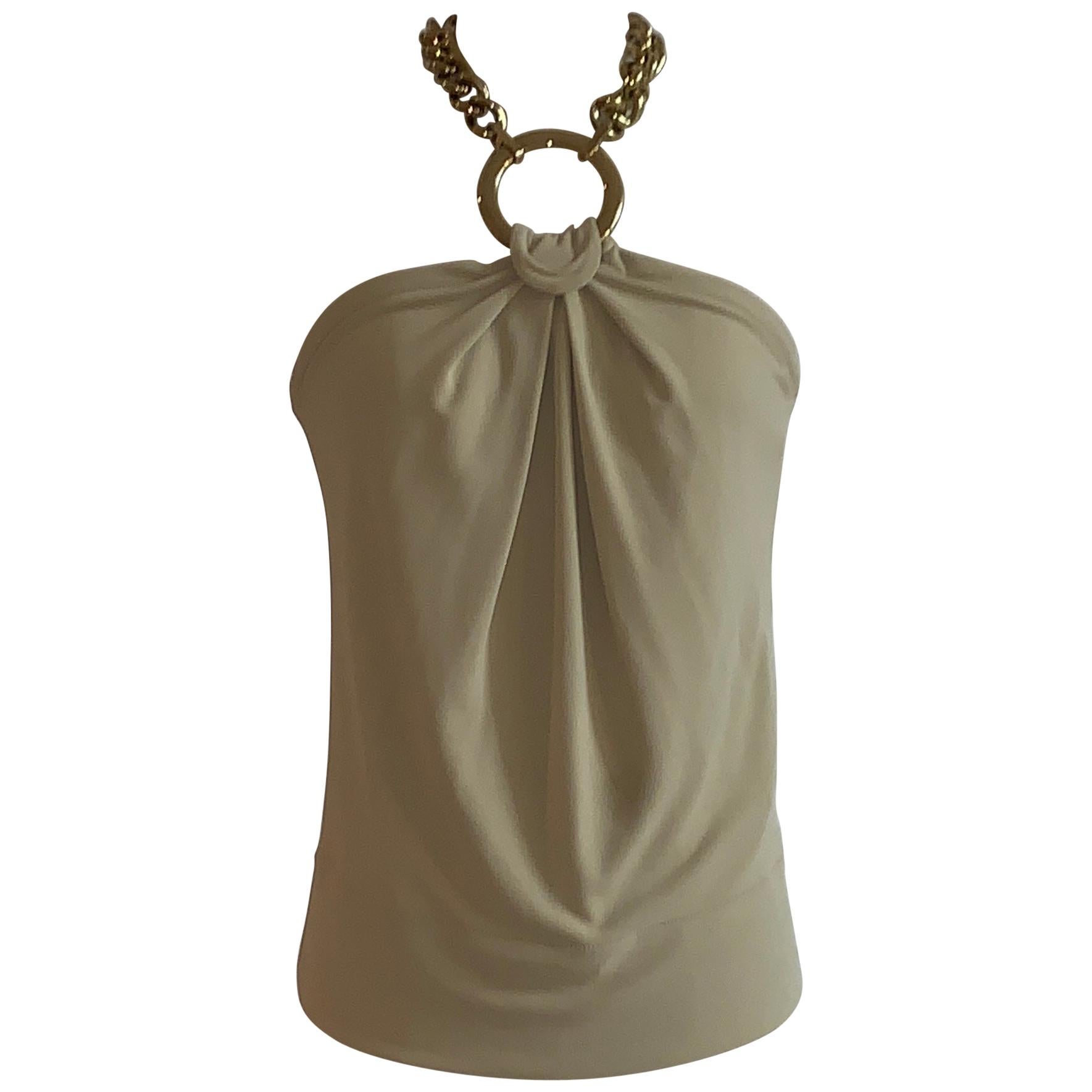 Dolce & Gabbana Tan Halter Top with Chunky Gold Chain Detail For Sale