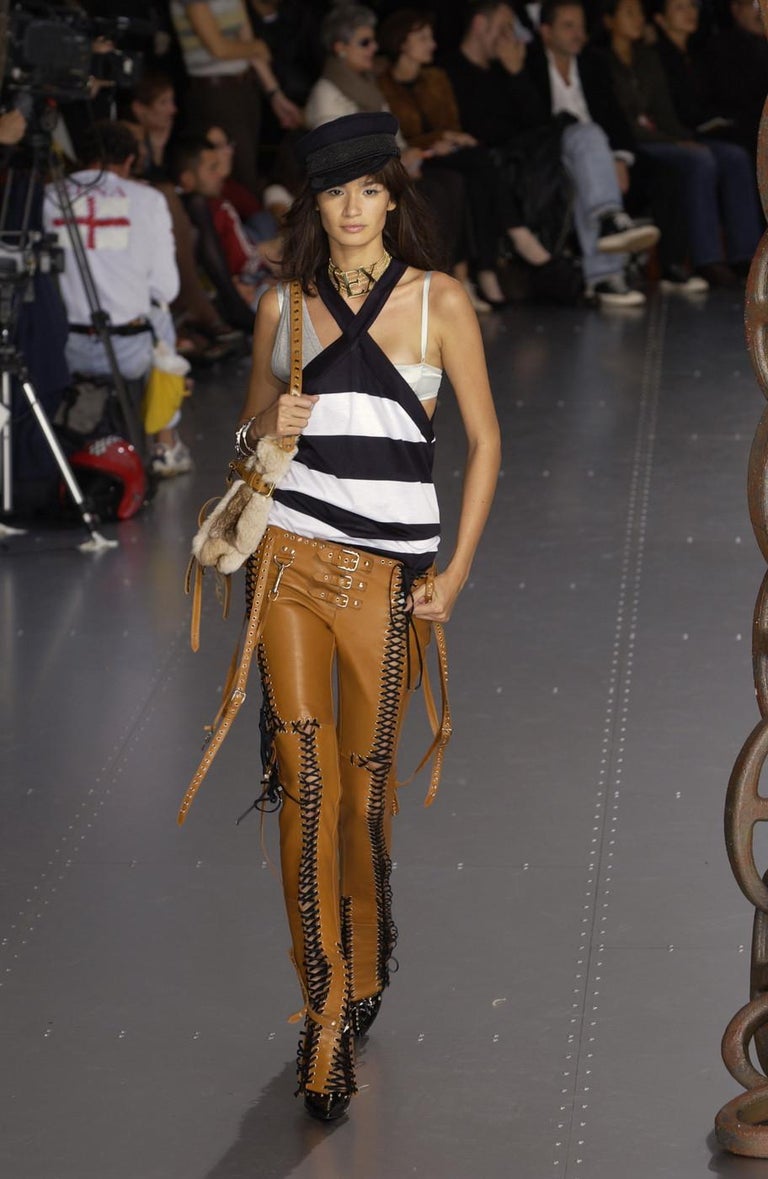 Dolce and Gabbana tan lace up leather pants, ss 2003 For Sale at ...