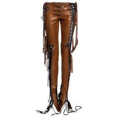 Vintage Dolce & Gabbana tan lace up leather pants, ss 2003