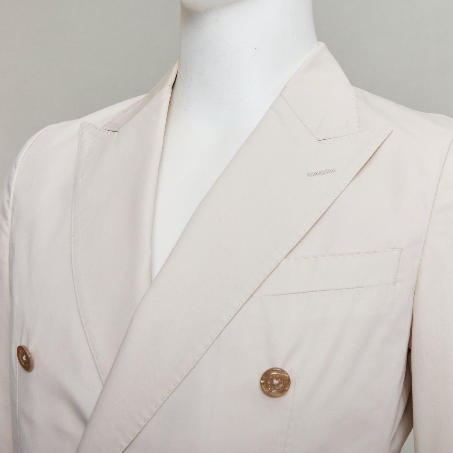 DOLCE GABBANA Taormina blazer de algodón y seda con botones de doble botonadura IT44 XS en venta 3
