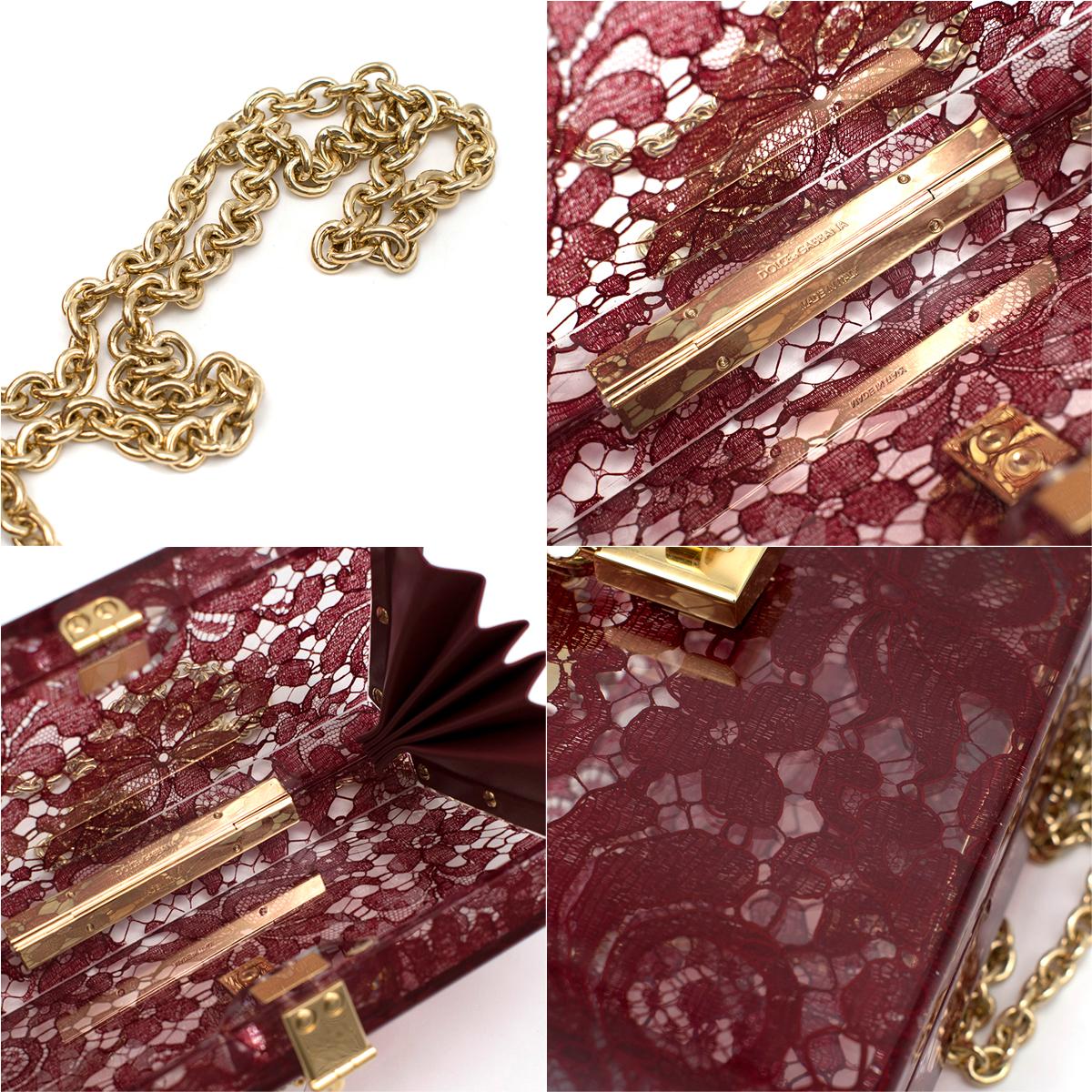 Dolce & Gabbana Taormina Plexiglass and Lace Box Clutch Current Season  For Sale 3