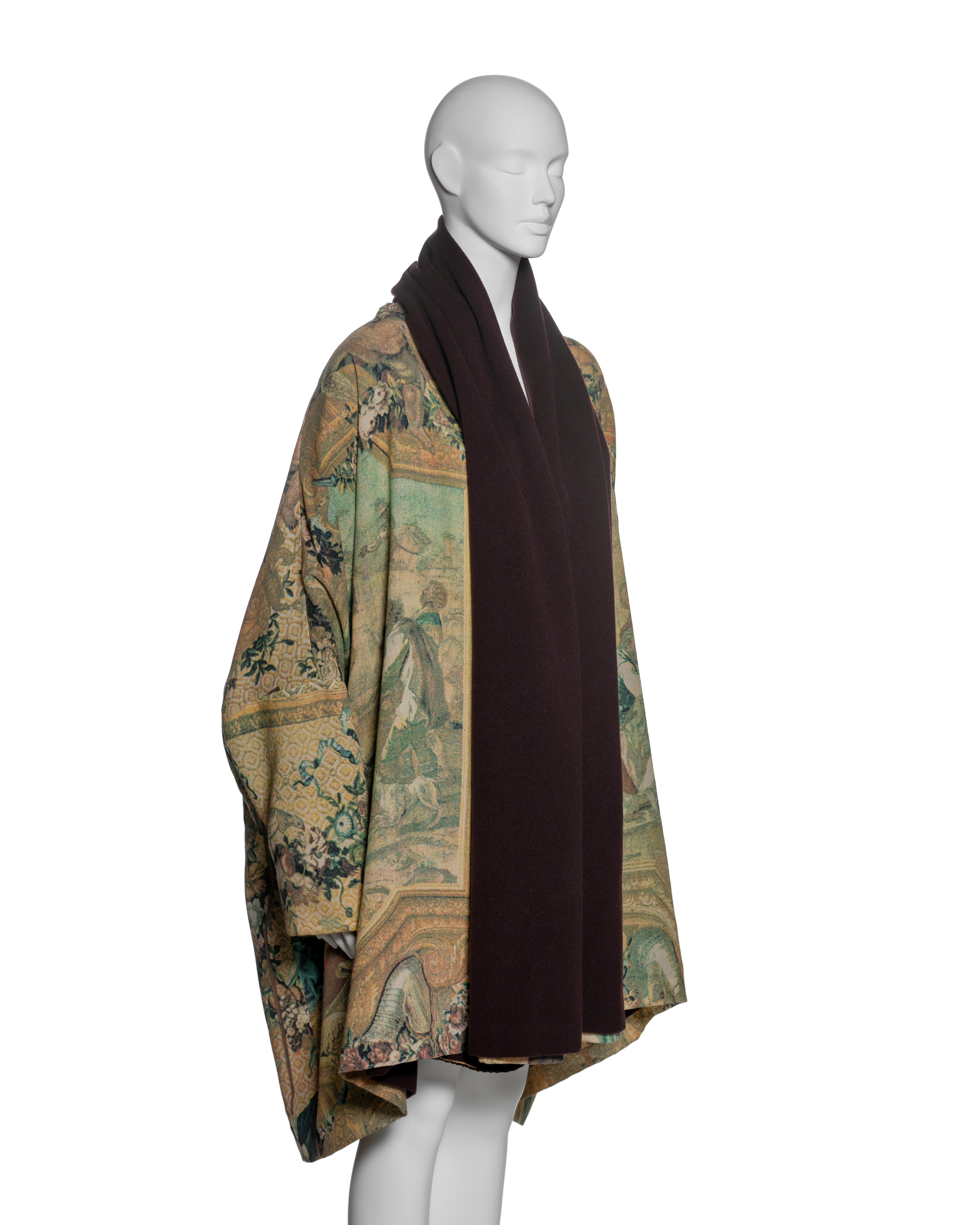 Black Dolce & Gabbana Tapestry-Print Oversized Cocoon Coat, FW 1993