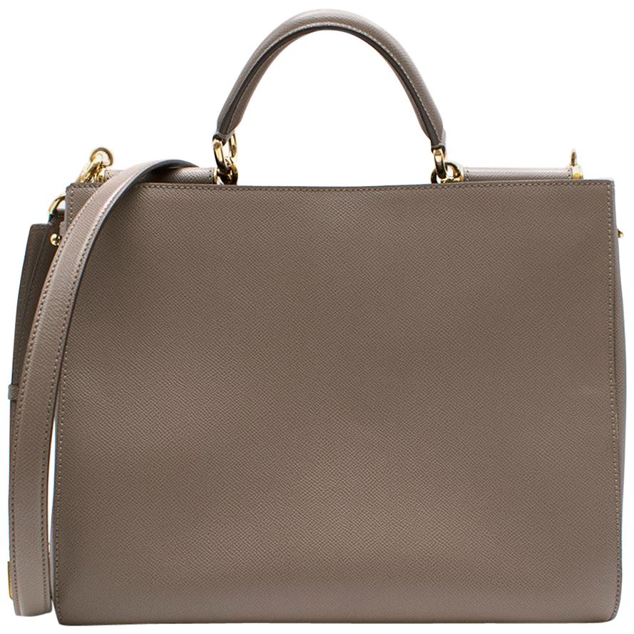 Dolce & Gabbana Taupe-Grey Pebble Leather Tote One size