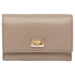 Dolce & Gabbana Taupe Leather Trifold Wallet