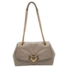 Dolce & Gabbana Taupe Quilted Nappa Leather Large Devotion Shoulder Bag