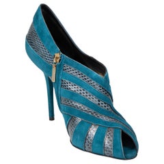 Dolce 
Gabbana Teal 
Black Snake Panelled Heels Size IT 40