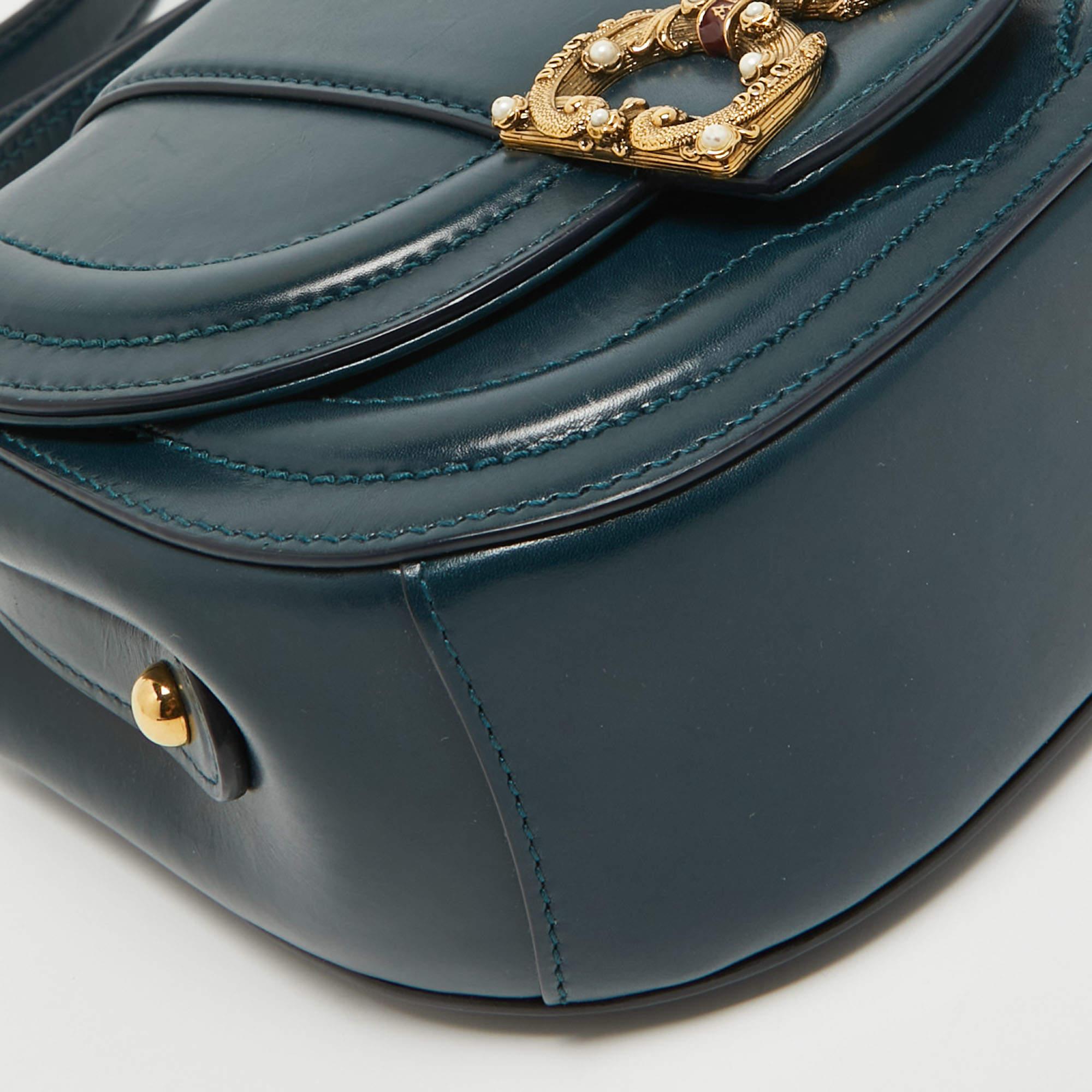 Dolce & Gabbana Teal Leather Amore Crossbody Bag 6