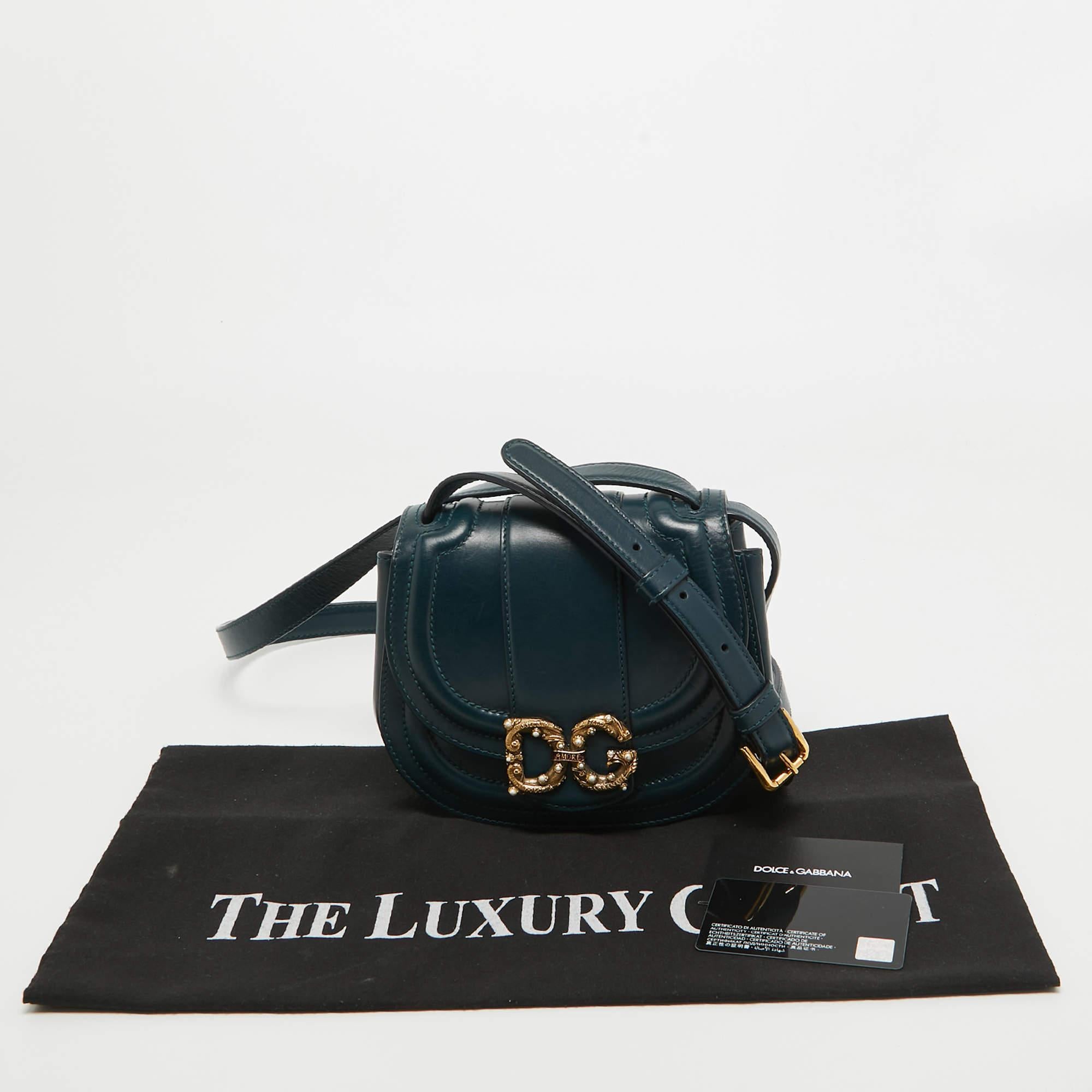 Dolce & Gabbana Teal Leather Amore Crossbody Bag 11