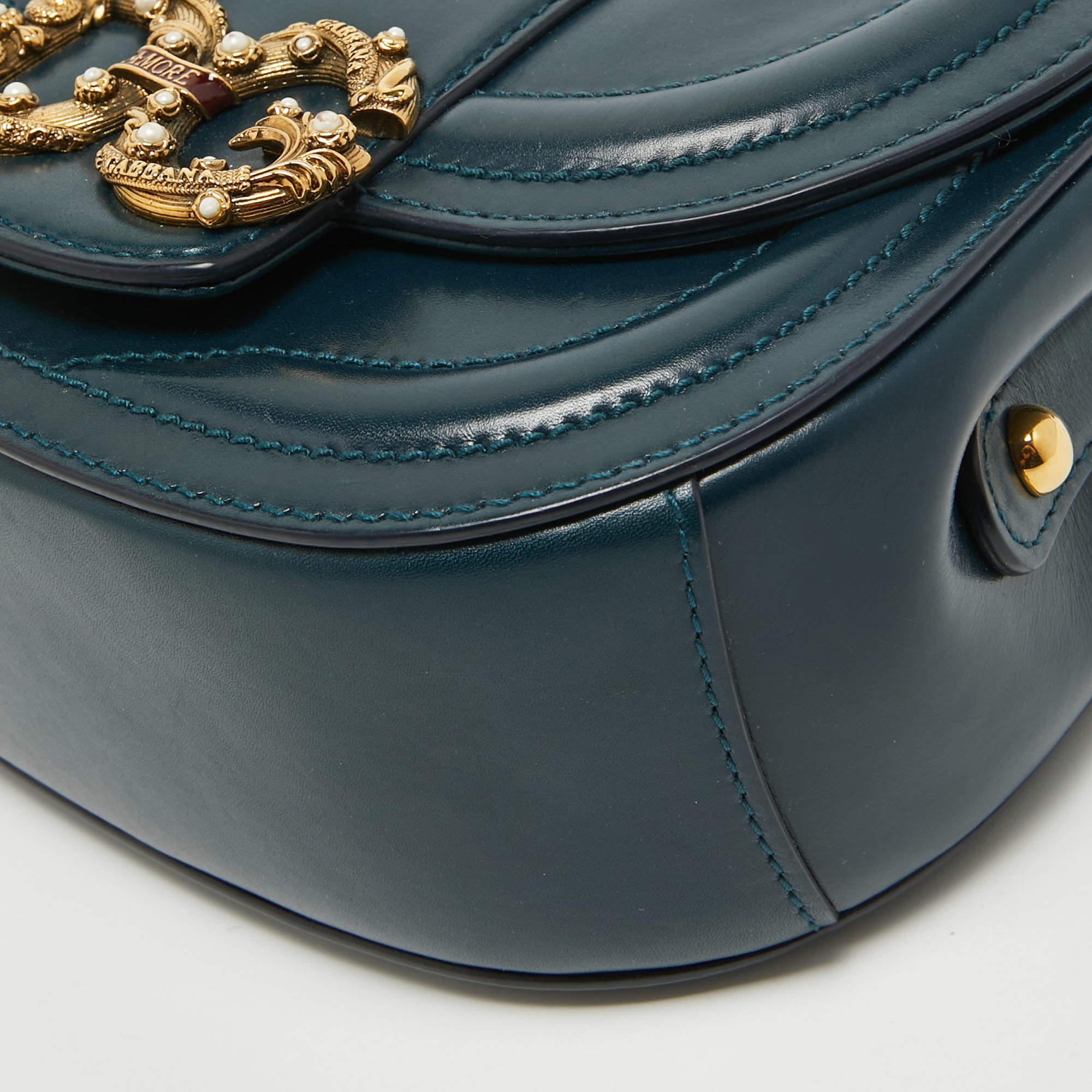 Dolce & Gabbana Teal Leather Amore Crossbody Bag 1
