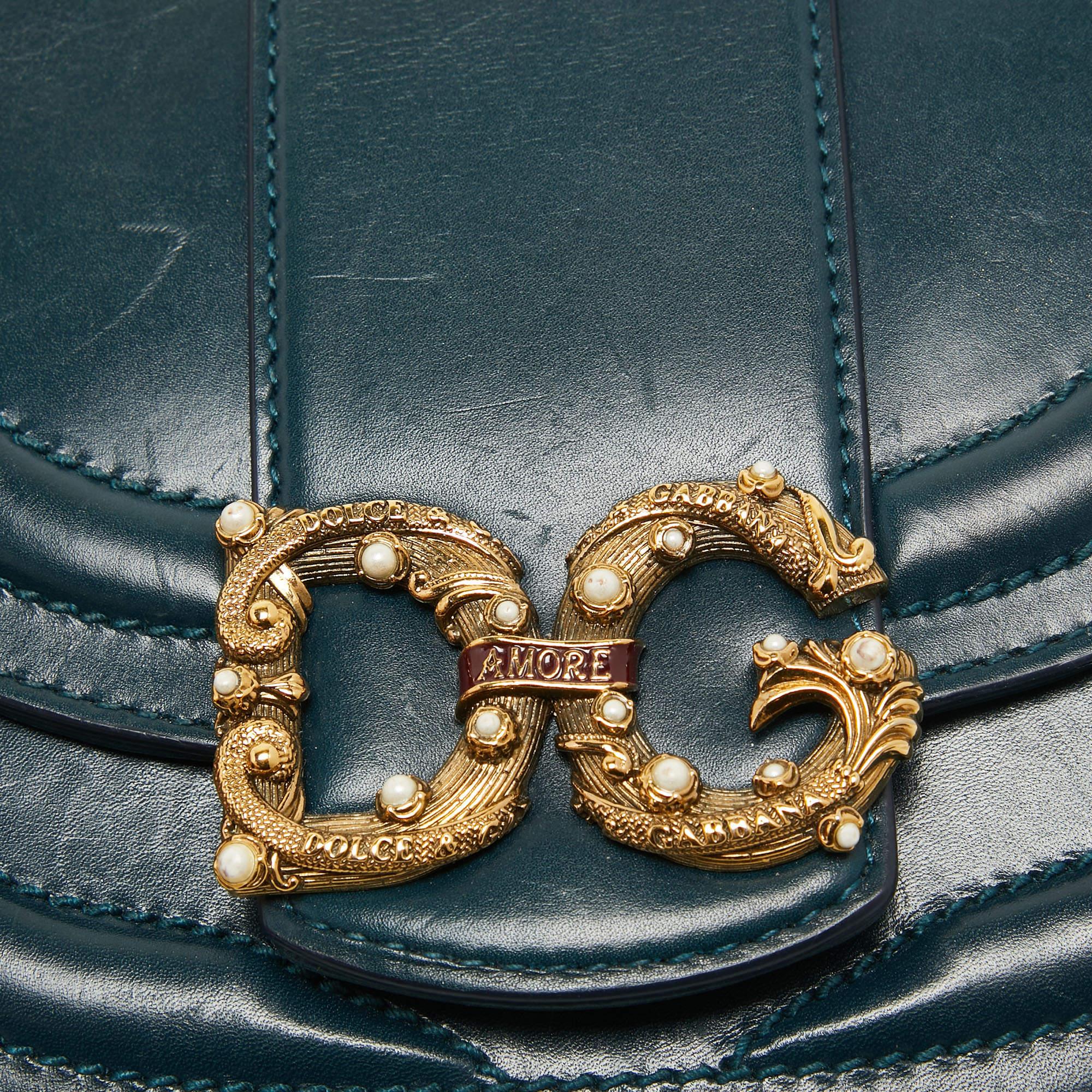 Dolce & Gabbana Teal Leather Amore Crossbody Bag 2