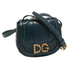 Dolce & Gabbana Teal Leather Amore Crossbody Bag