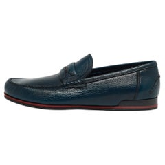 Dolce & Gabbana Teal Leather Genova Loafers Size 44