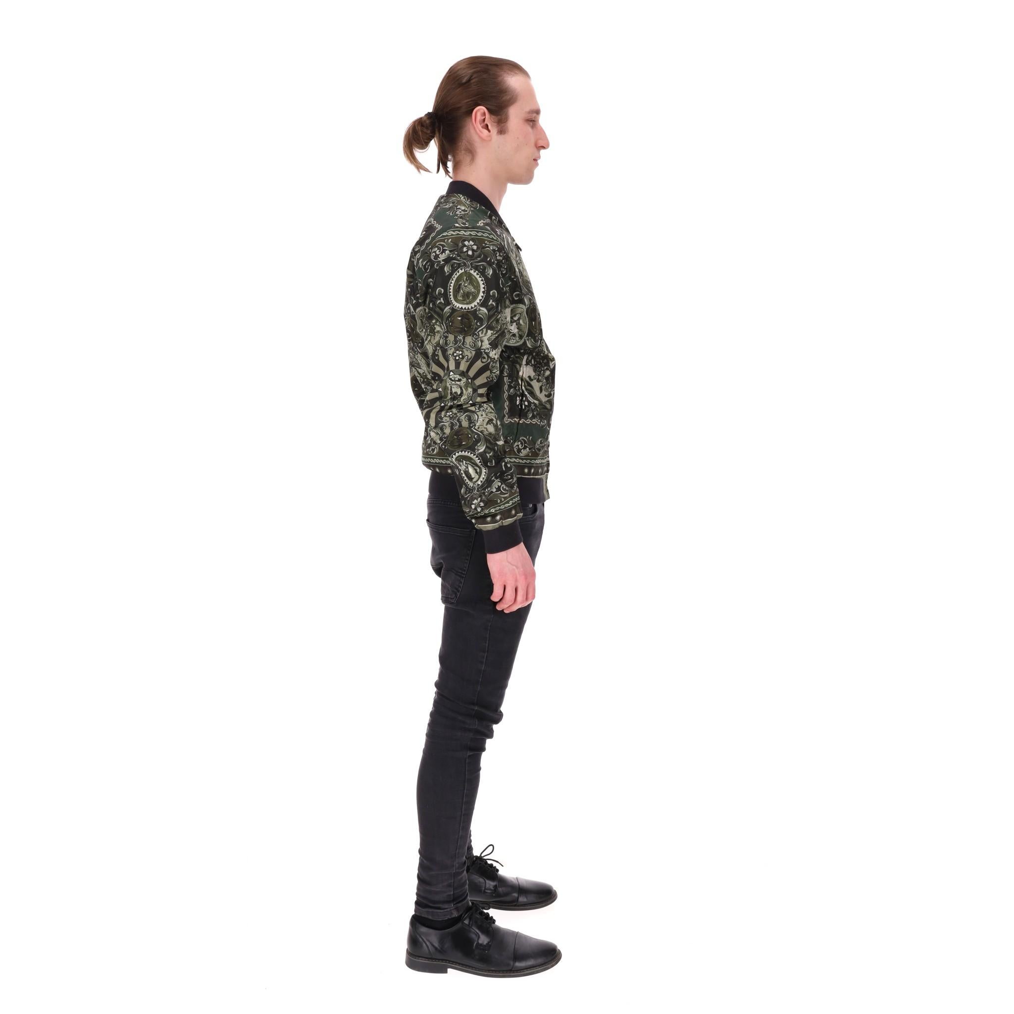 Black Dolce & Gabbana Teatro Dei Pupi Print Bomber Jacket For Sale