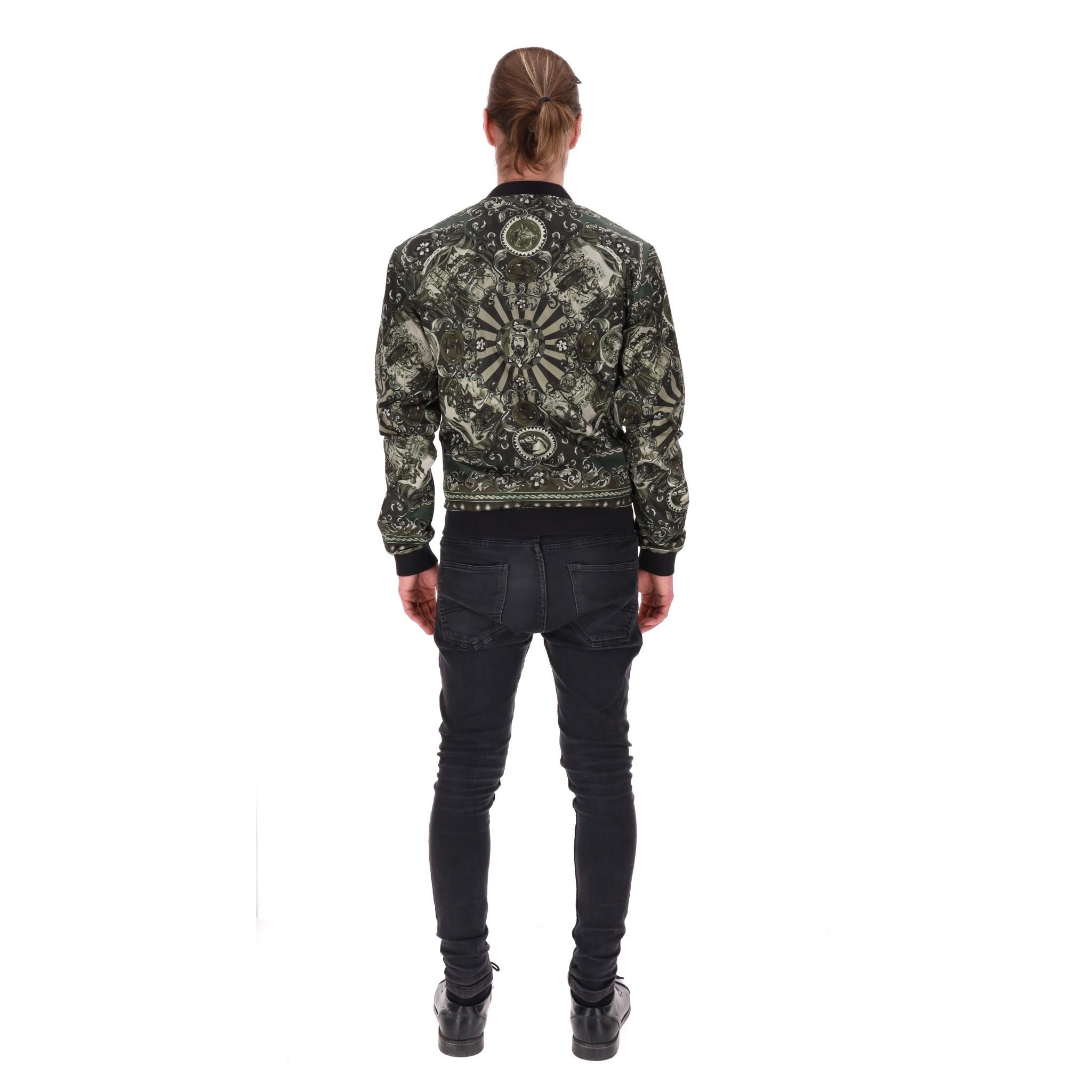Dolce & Gabbana Teatro Dei Pupi Print Bomber Jacket In Excellent Condition For Sale In London, GB