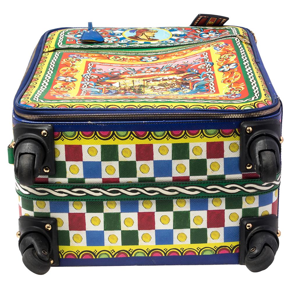 Women's Dolce & Gabbana  Teatro Dei Pupi Print Leather Four Wheel Luggage 60cm