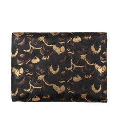 Dolce & Gabbana Textured Lurex and Caiman Leather Briefcase Bag Black Gold