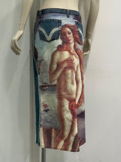 Dolce & Gabbana "The Birth of Venus" Botticelli denim midi skirt