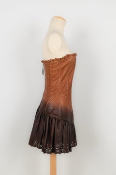 Dolce & Gabbana Tie and Dye Lambskin Short Bustier Dress 38FR, 2010