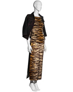 Dolce & Gabbana tiger print and denim 3-piece skirt suit, fw 1999