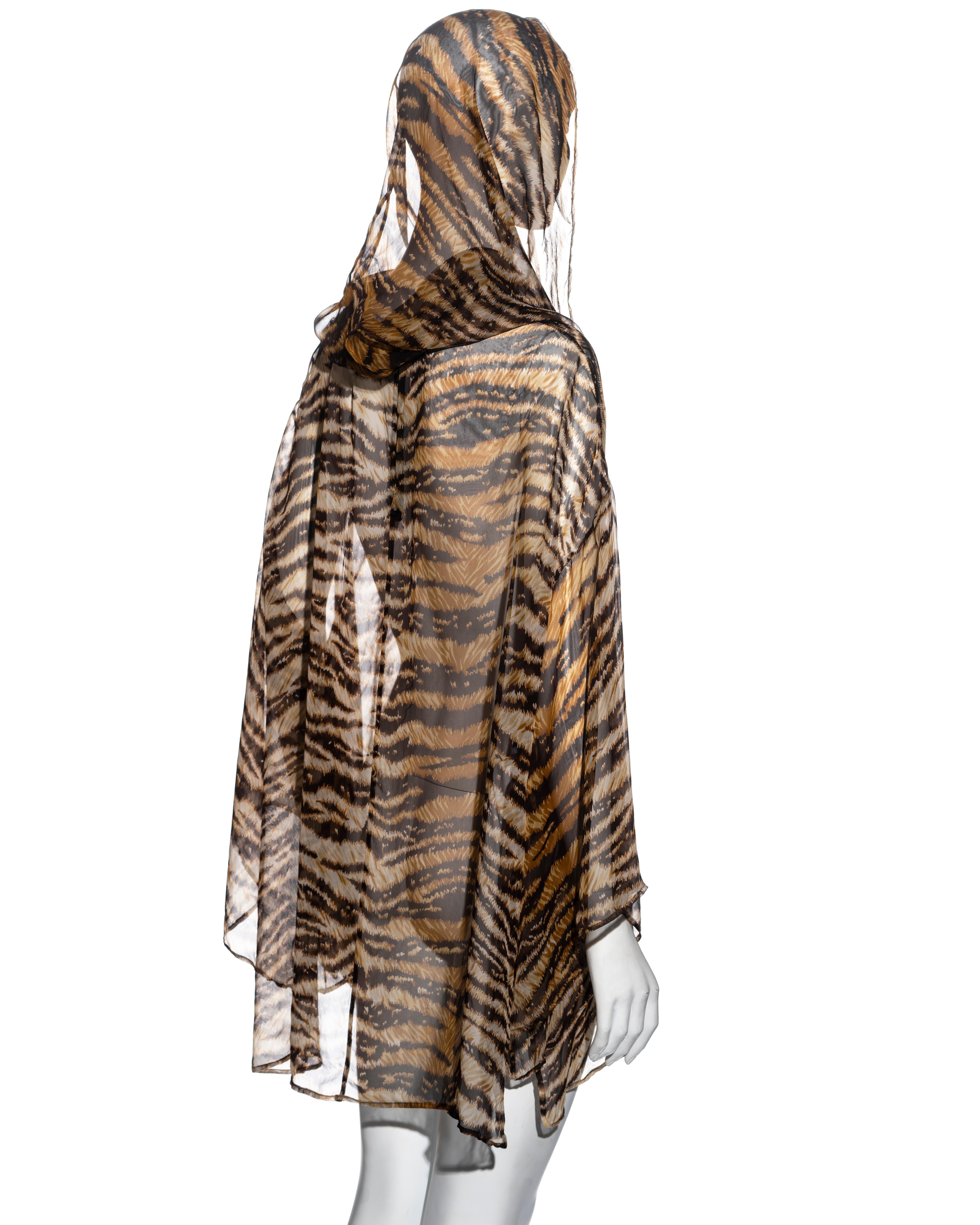 Dolce & Gabbana tiger print silk chiffon hooded tunic dress, ss 1996 2