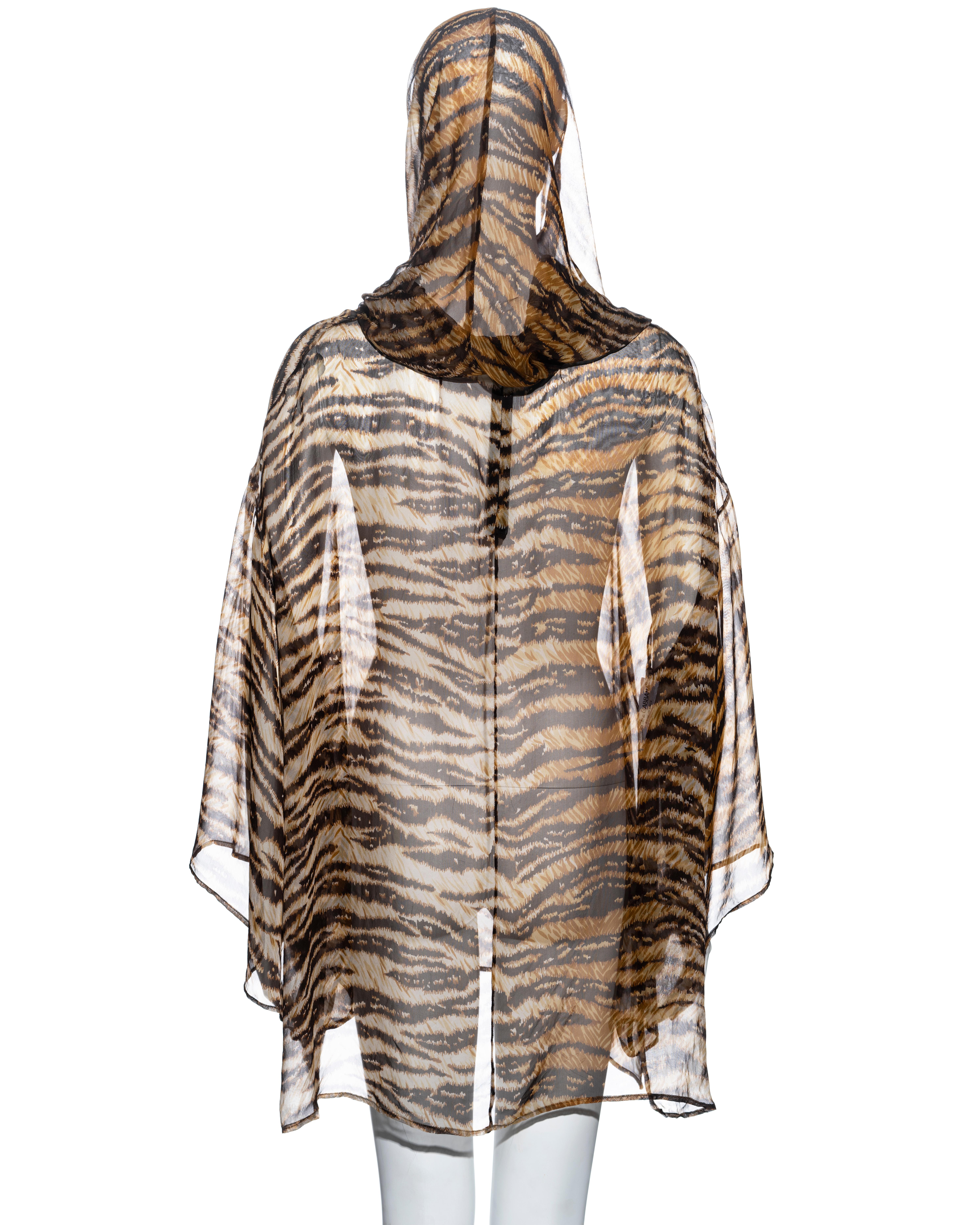 Dolce & Gabbana tiger print silk chiffon hooded tunic dress, ss 1996 3