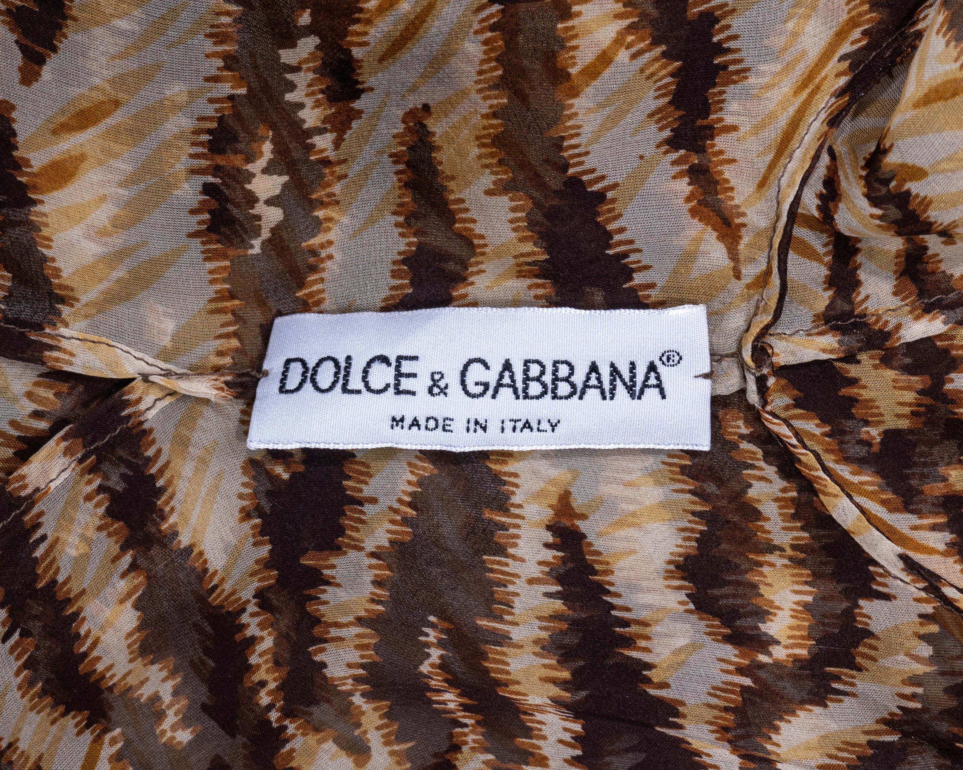 Dolce & Gabbana tiger print silk chiffon hooded tunic dress, ss 1996 5