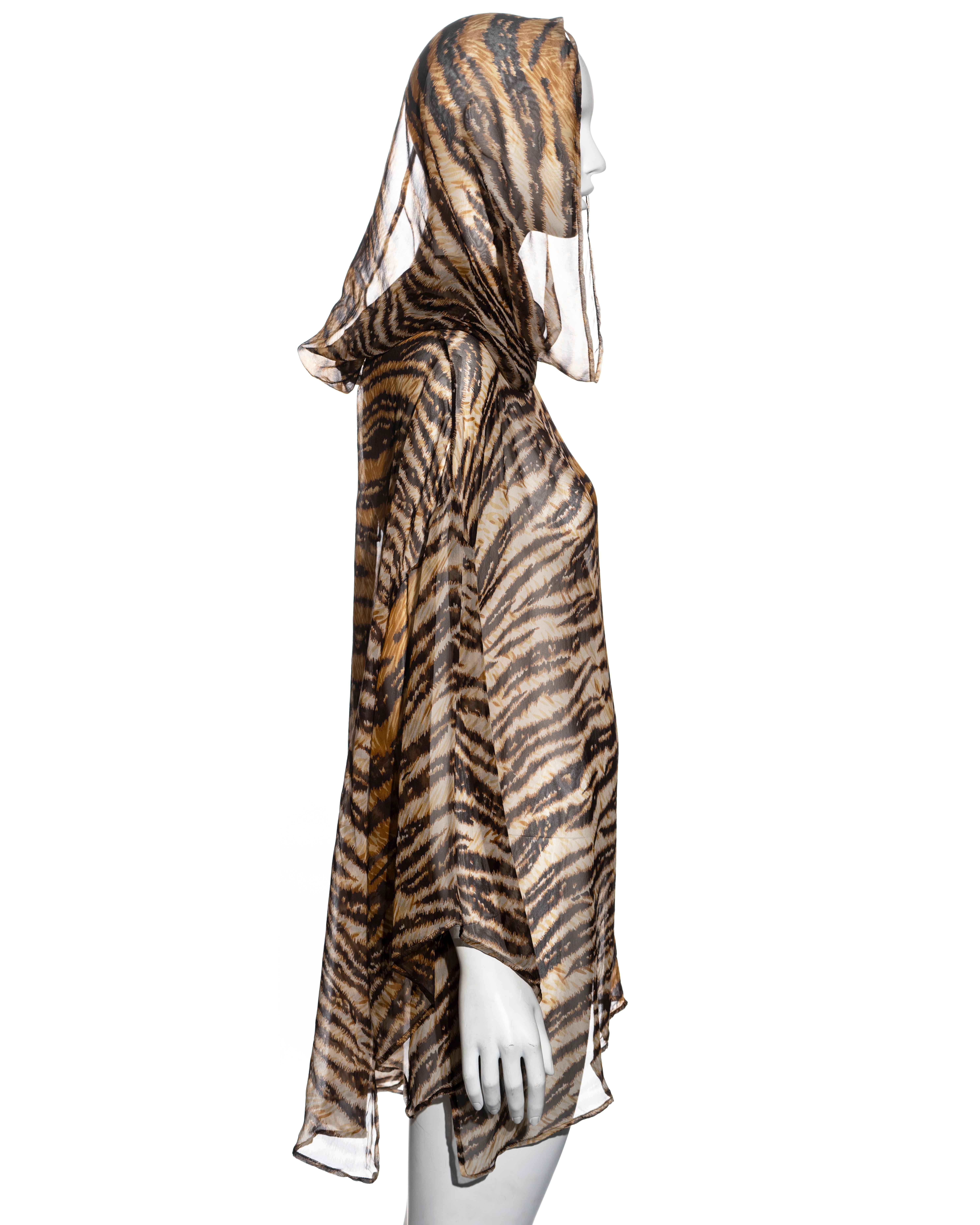 Dolce & Gabbana tiger print silk chiffon hooded tunic dress, ss 1996 1