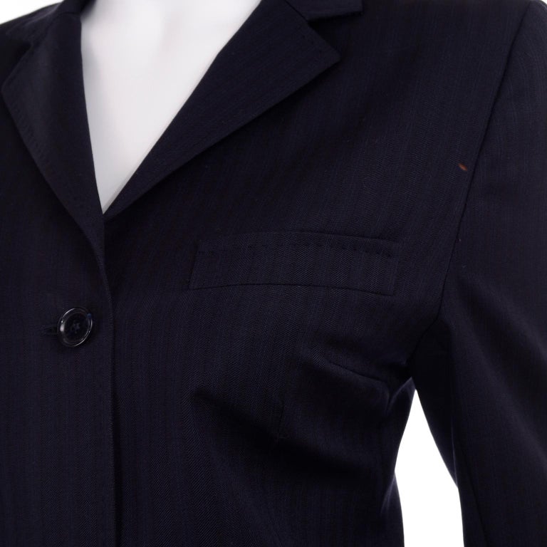 Dolce And Gabbana Tonal Pinstripe Cropped Trouser Suit W Long Jacket W Red Lining At 1stdibs