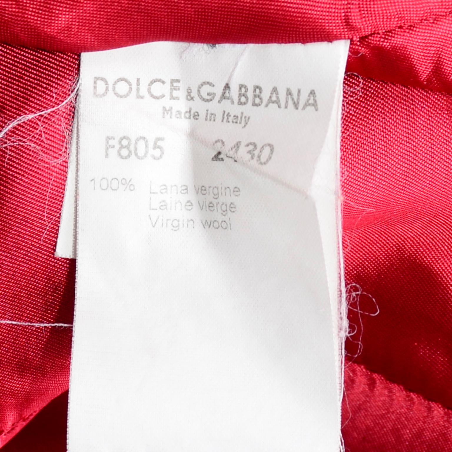 Dolce & Gabbana Tonal Pinstripe Cropped Trouser Suit W Long Jacket W Red Lining 6