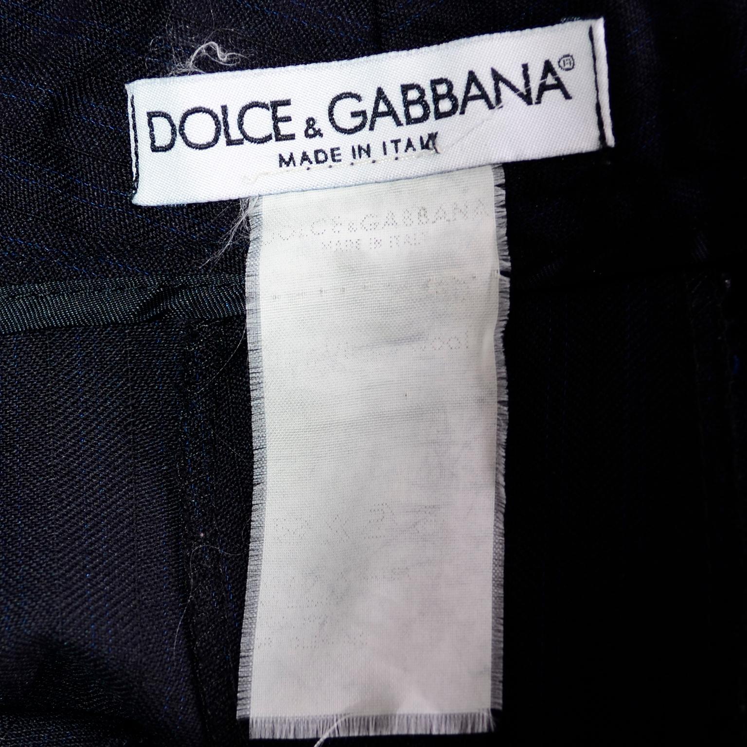 Dolce & Gabbana Tonal Pinstripe Cropped Trouser Suit W Long Jacket W Red Lining 7