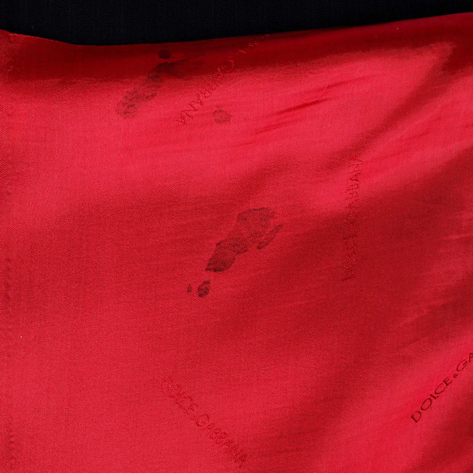 Dolce & Gabbana Tonal Pinstripe Cropped Trouser Suit W Long Jacket W Red Lining 8
