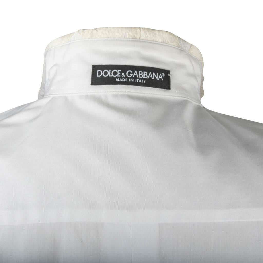 Dolce & Gabbana Top White Stretch Shirt Ecru Lace Details Nwt 46 Fits 10 NWT For Sale 4