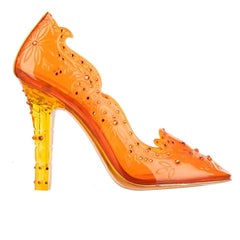 Dolce & Gabbana Transparent Cinderella PVC Crystals Pumps Orange 39.5 9.5