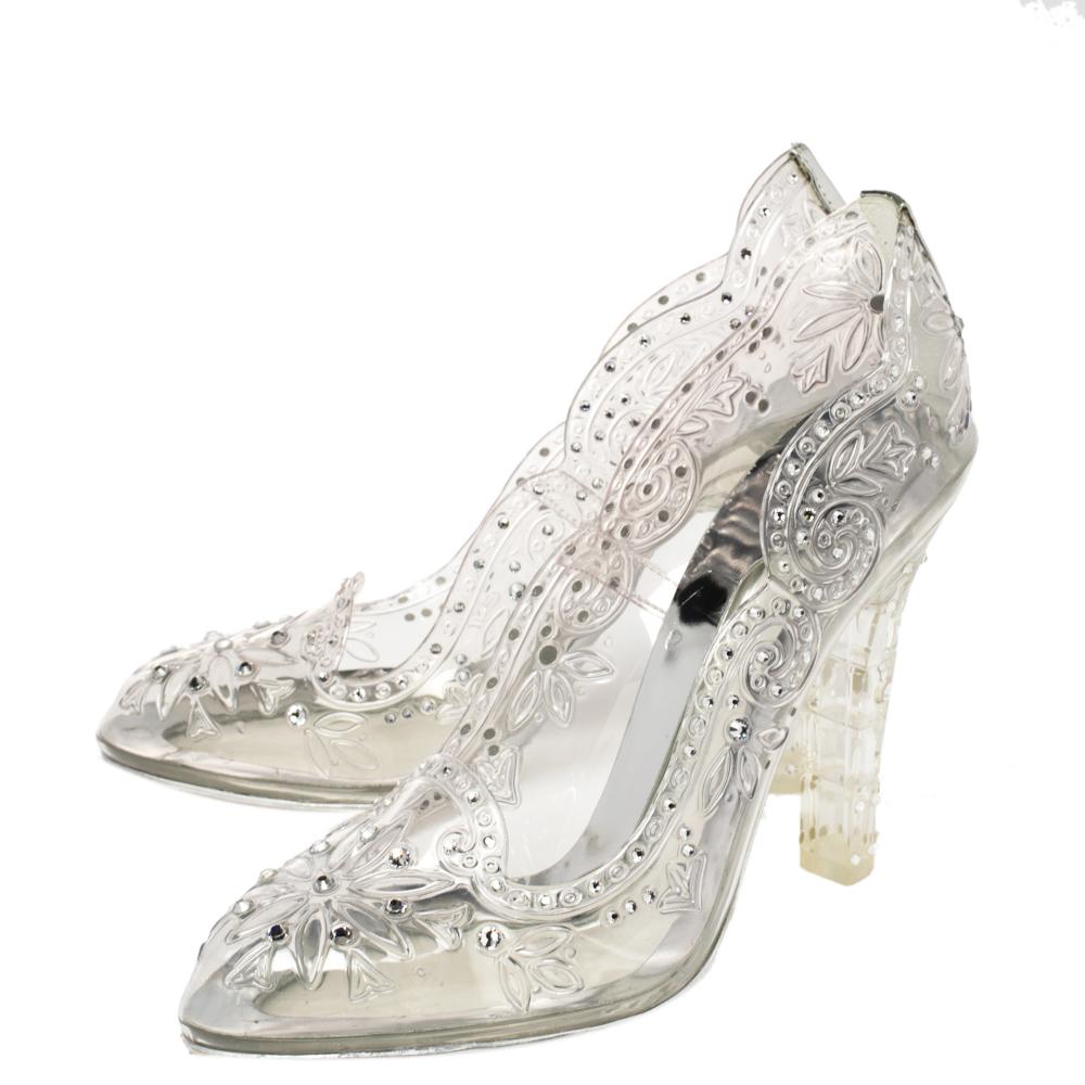 Women's Dolce & Gabbana Transparent PVC Cinderella Swarovski Embellished Pumps Size 37.5