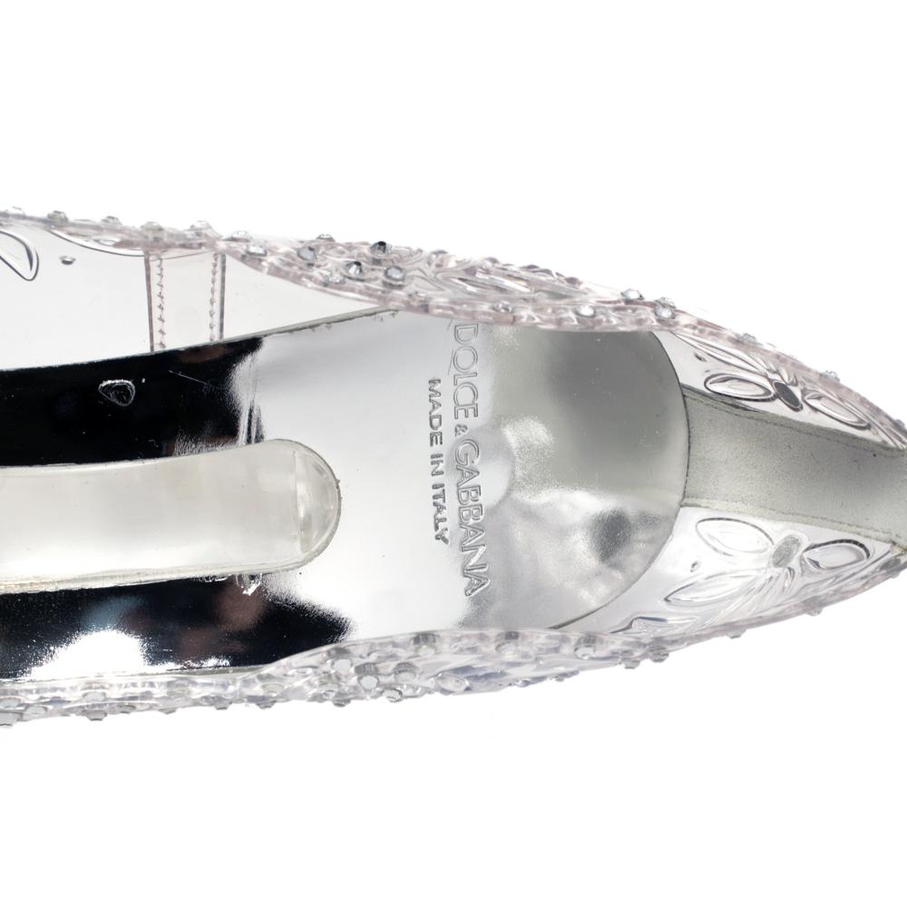 Dolce & Gabbana Transparent PVC Cinderella Swarovski Embellished Pumps Size 37.5 1