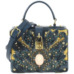 Dolce & Gabbana Treasure Box Bag Embellished Fabric and Lizard Embossed Leather