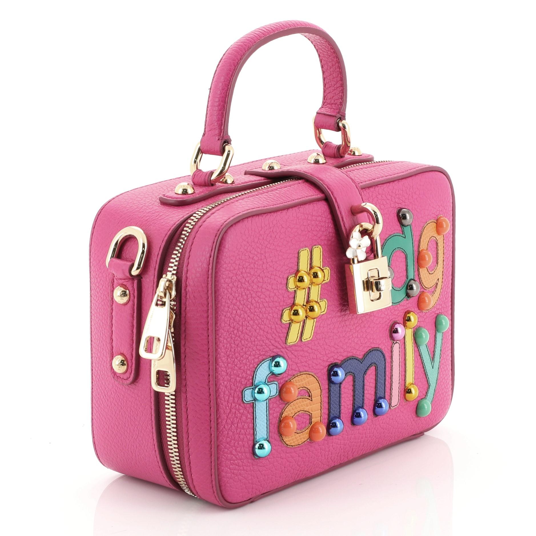 Pink Dolce & Gabbana Treasure Box Bag Embellished Leather Small