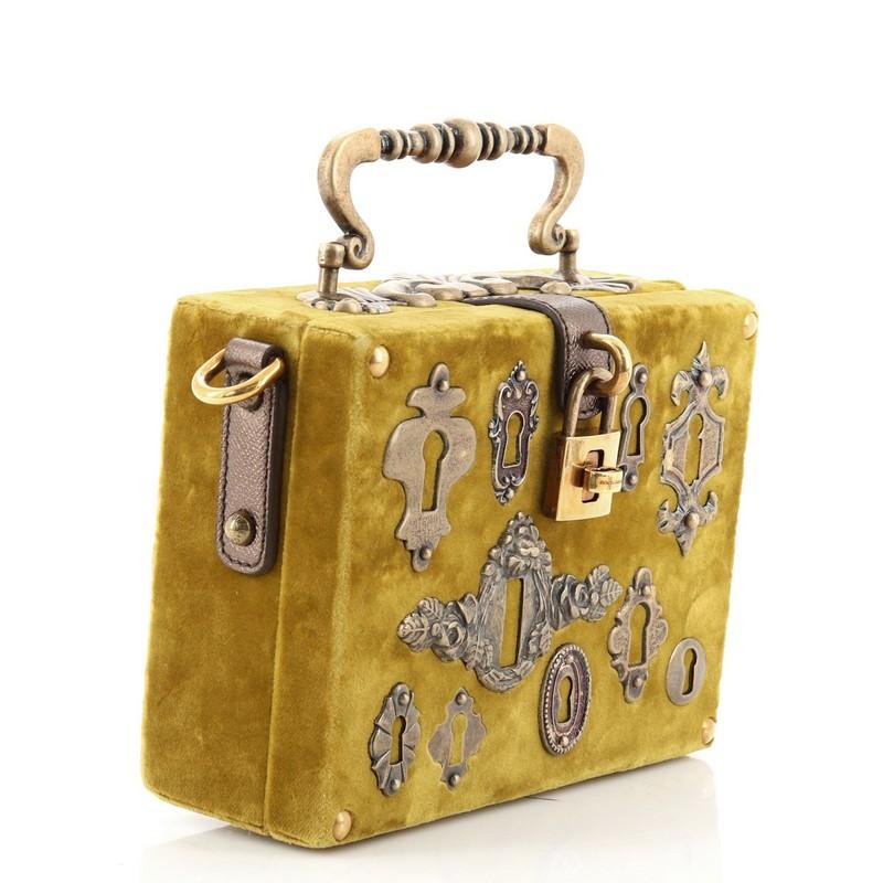 Brown Dolce & Gabbana Treasure Box Bag Embellished Velvet Small