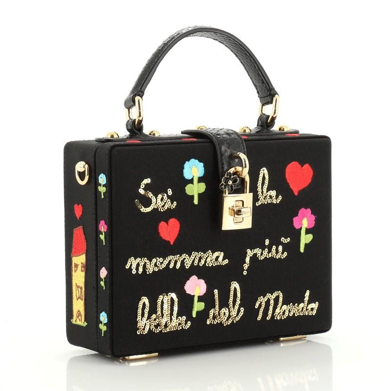 Black Dolce & Gabbana Treasure Box Bag Embroidered Grosgrain Small