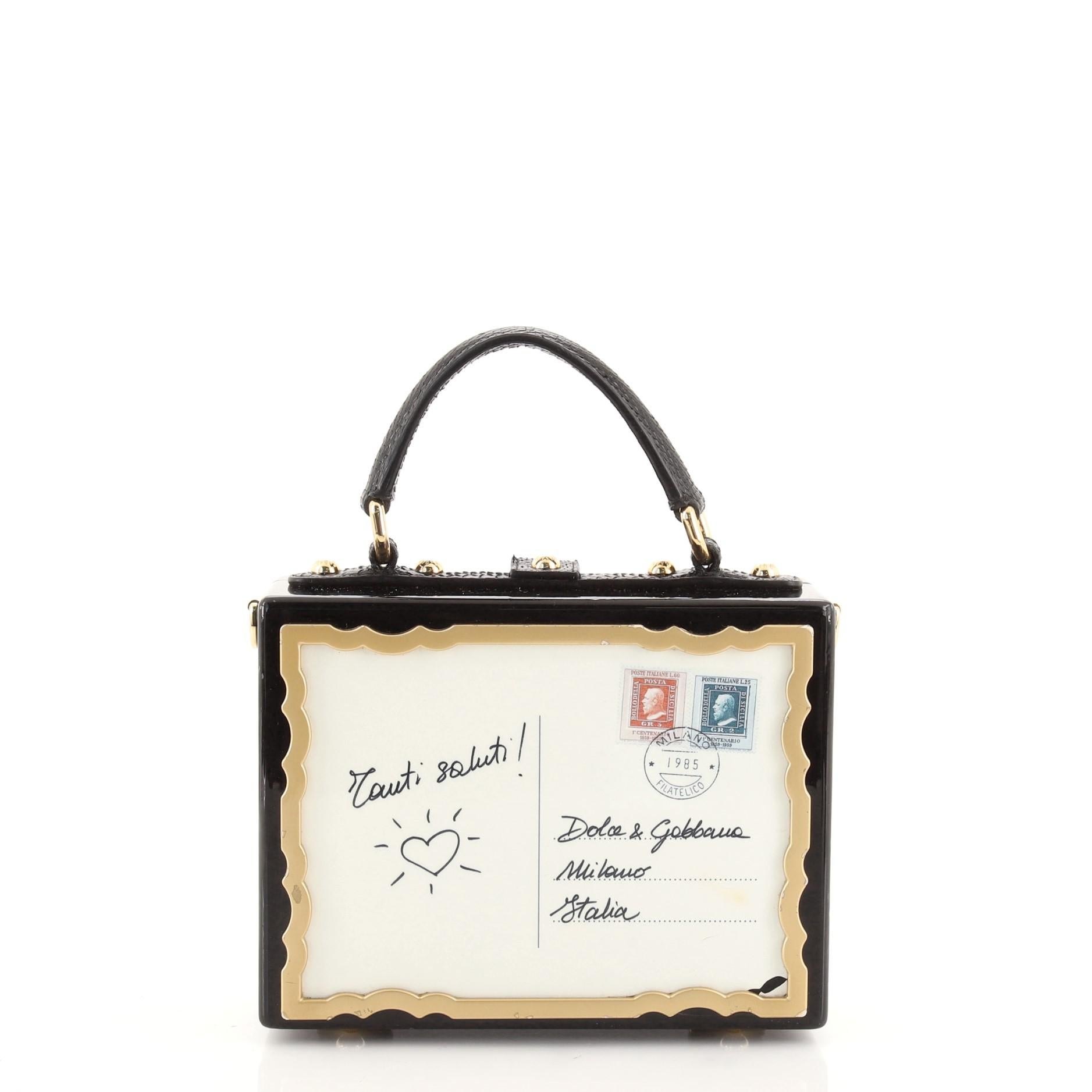 Dolce & Gabbana Schatzkasten-Tasche aus lackiertem Holz mit Schlangenhaut Klein (Grau)