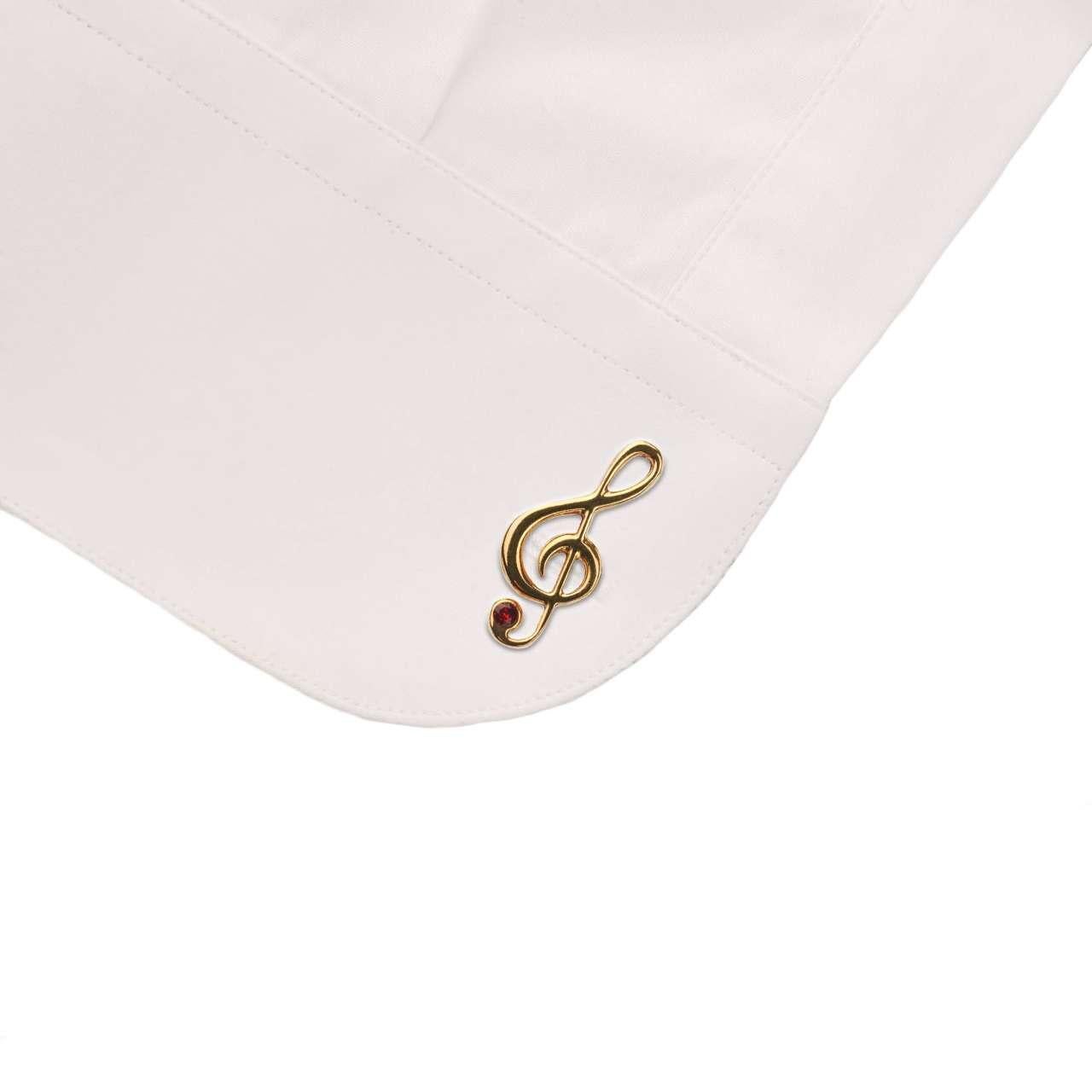 Dolce & Gabbana - Treble Clef Cufflinks with Crystal Gold Red In Excellent Condition For Sale In Erkrath, DE