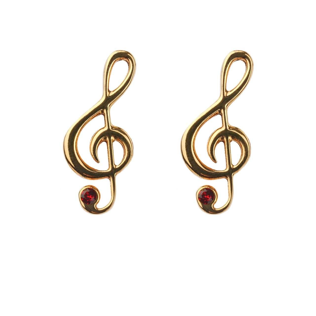 Men's Dolce & Gabbana - Treble Clef Cufflinks with Crystal Gold Red For Sale