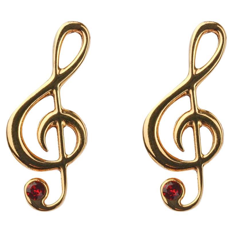 Dolce & Gabbana - Treble Clef Cufflinks with Crystal Gold Red For Sale