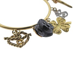 Dolce & Gabbana Tri Color Gold Diamond Good Luck Charm Hoop Earrings