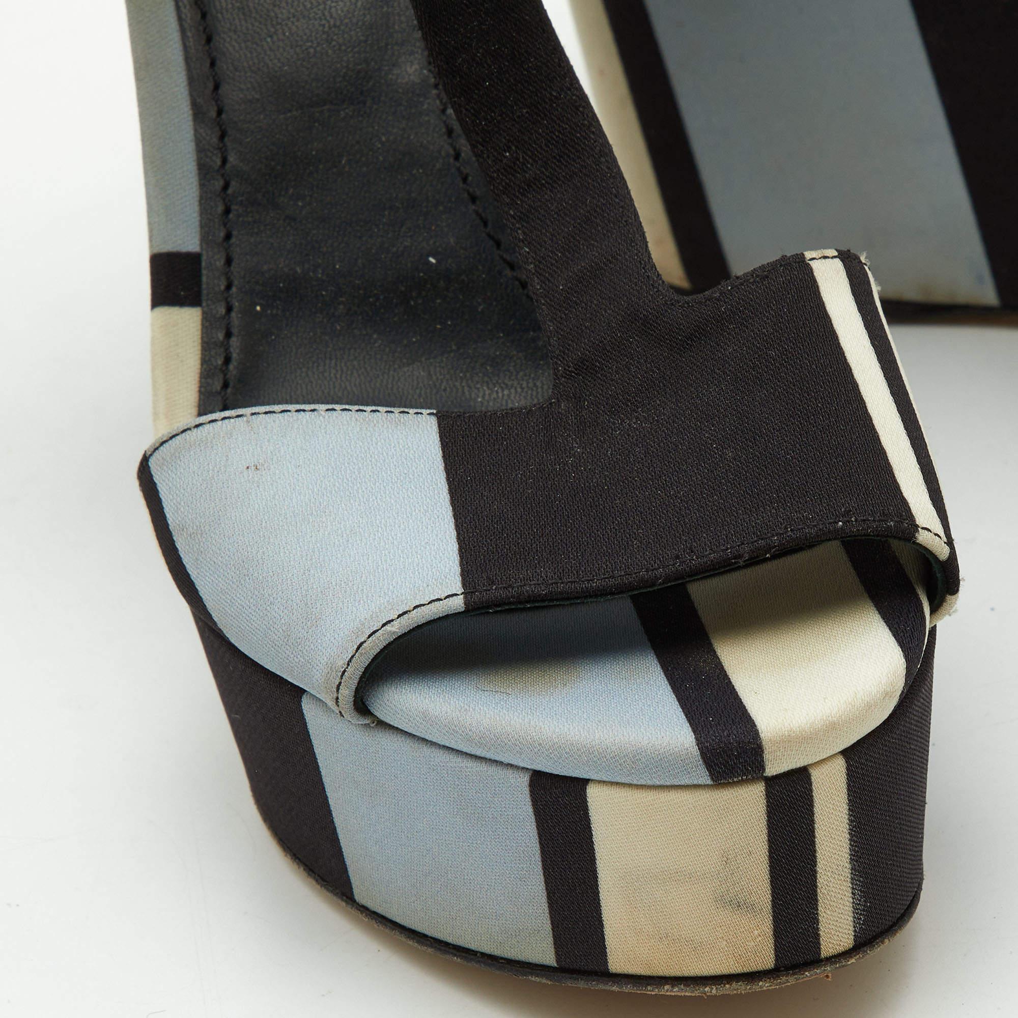 Dolce & Gabbana Tri Color Printed Fabric T-Strap Wedge Sandals Size 39.5 2