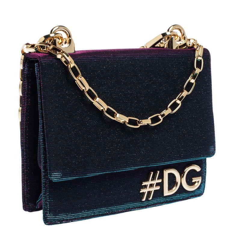 Dolce and Gabbana Tri Color Sparkle Fabric DG Girls Hashtag Logo Bag at 1stDibs hashtag bags