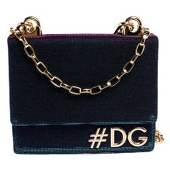Dolce & Gabbana Tri Color Sparkle Fabric DG Girls Hashtag Logo Bag