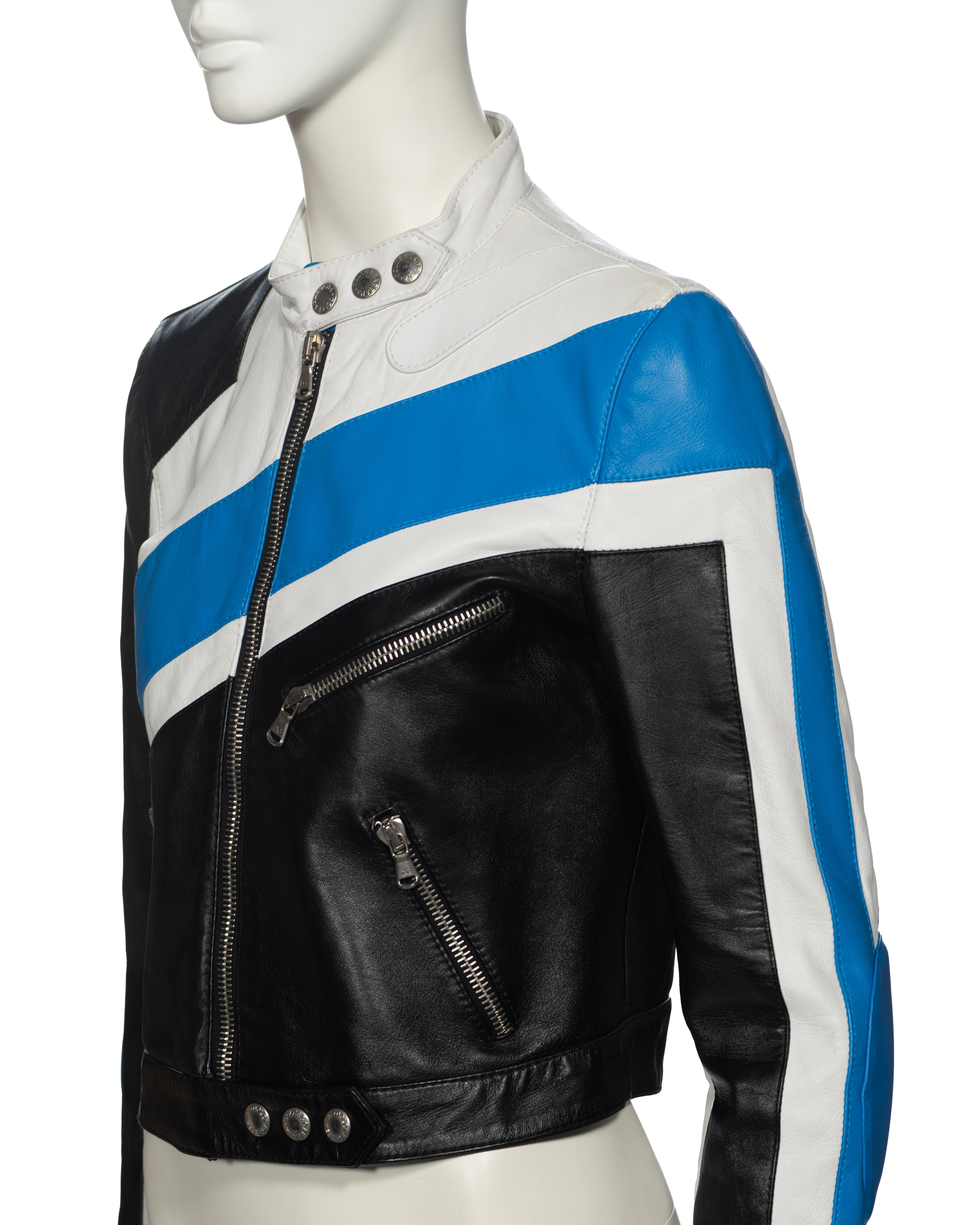 Dolce & Gabbana Tri-Colour Leather Racer Jacket, ss 2001 12