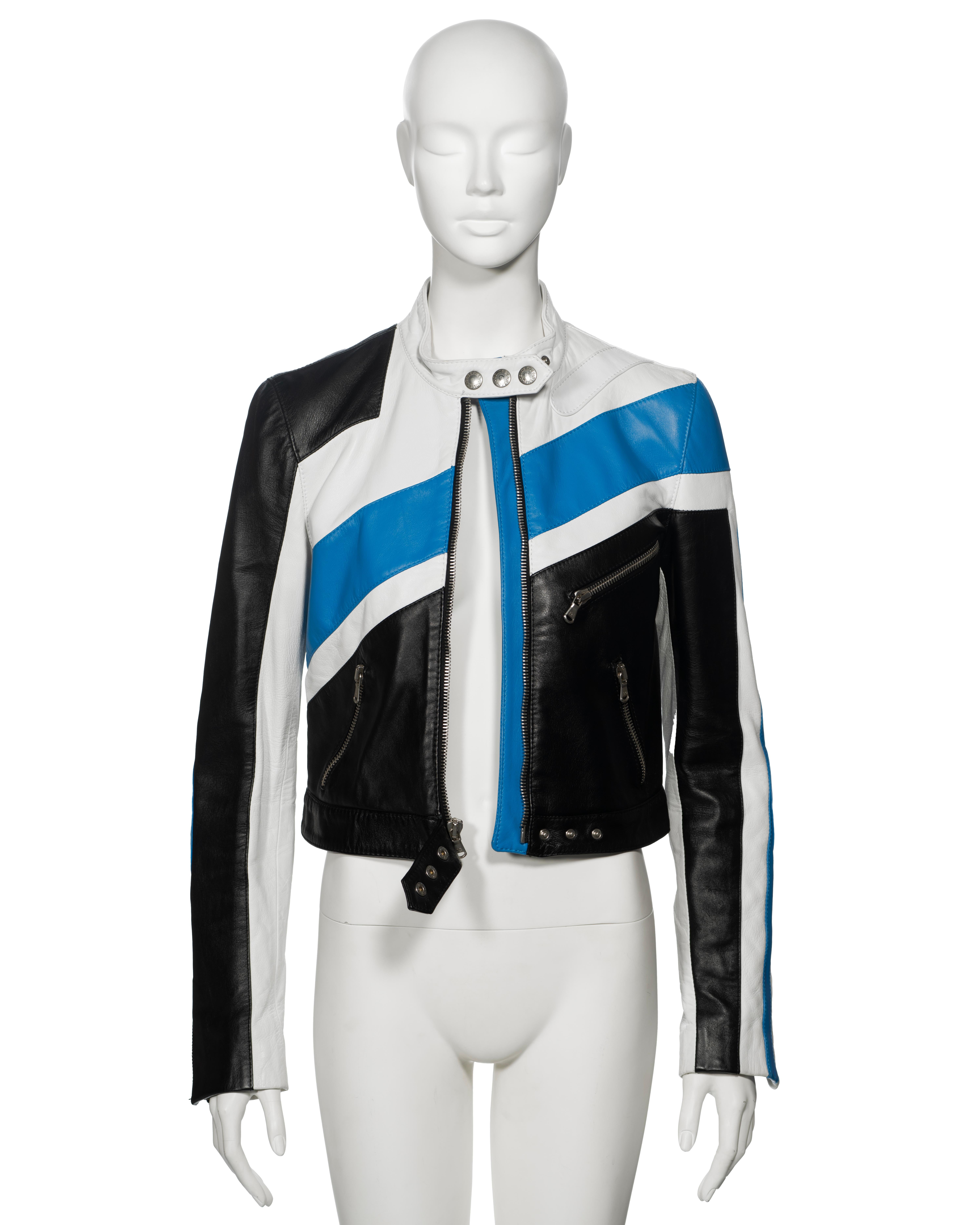 Dolce & Gabbana Tri-Colour Leather Racer Jacket, ss 2001 In Excellent Condition In London, GB